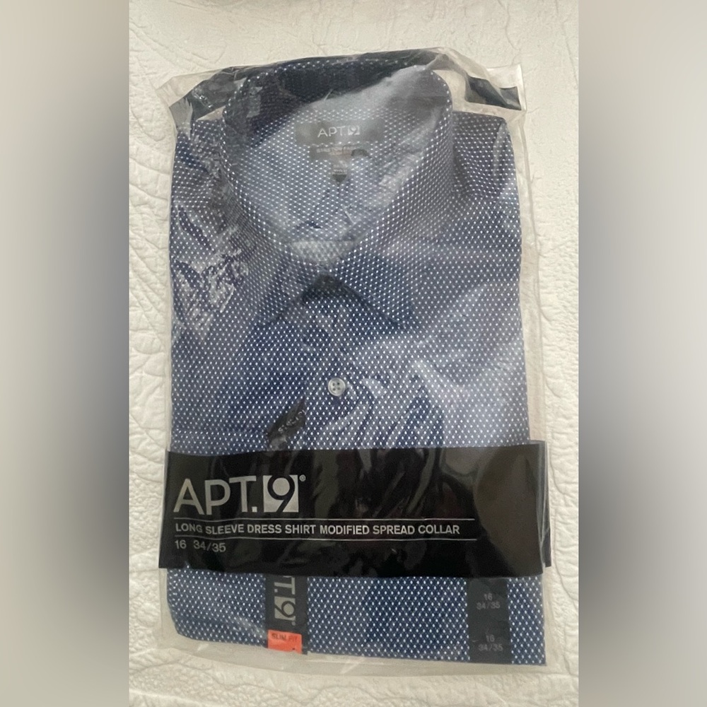 Apt. 9 Men's Navy Patterned Dress Shirt